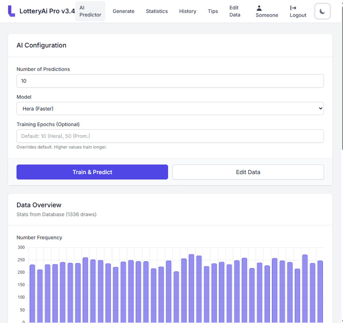 LotteryAi+ App Screenshot 1 - AI Predictor Interface