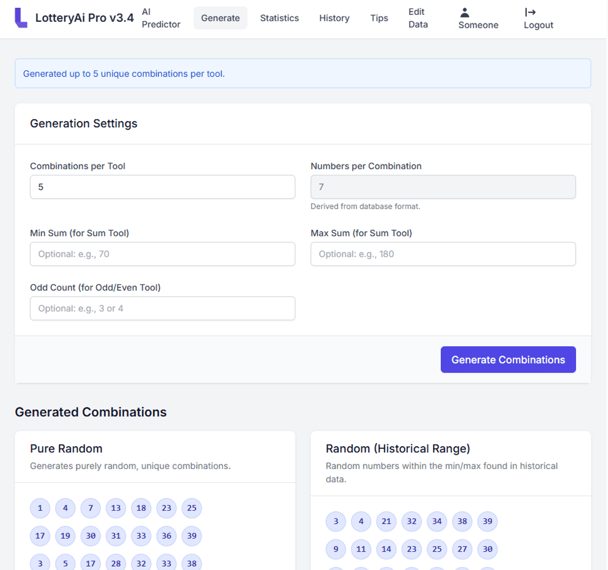 LotteryAi+ App Screenshot 3 - Statistics Page