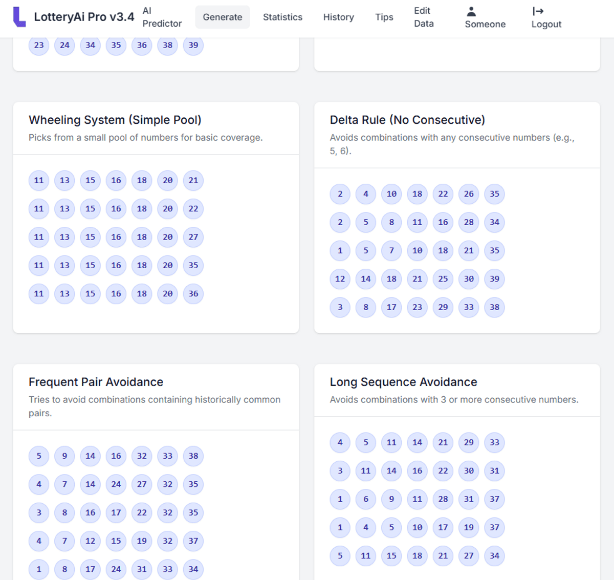 LotteryAi+ App Screenshot 4 - Data Editing